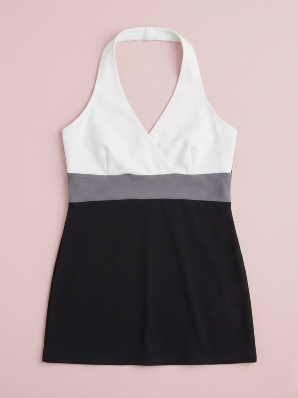 NWT Joules White, Gray & Black Halter Wrap Tank Top